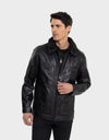 Missioni Men's Classic Leather Fall Jacket | Black